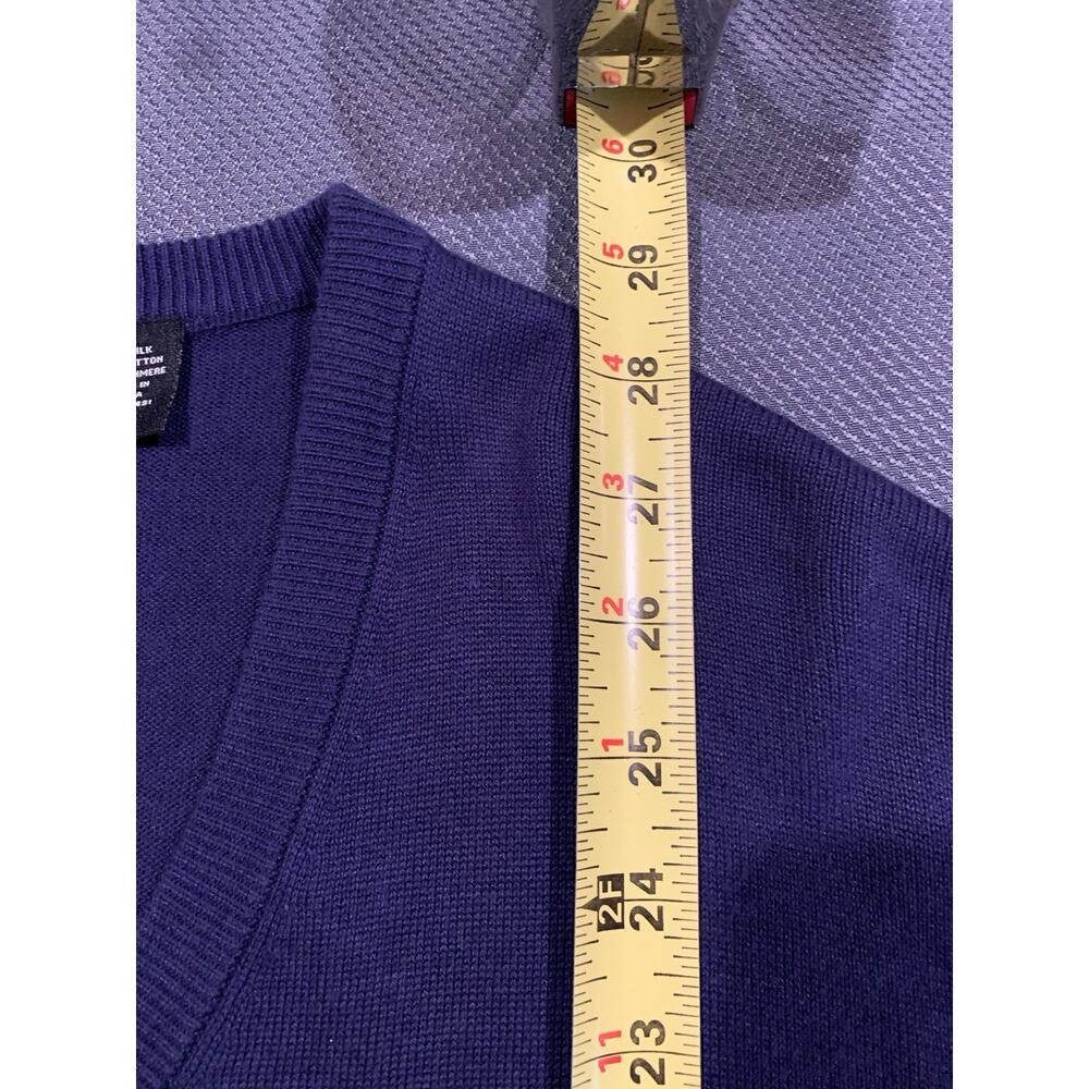 Masters Clubhouse Collection Navy Blue V-Neck Sweater XL Silk Blend Golf - Picture 5 of 8